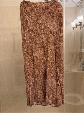 Brown Animal-Print Maxi Skirt